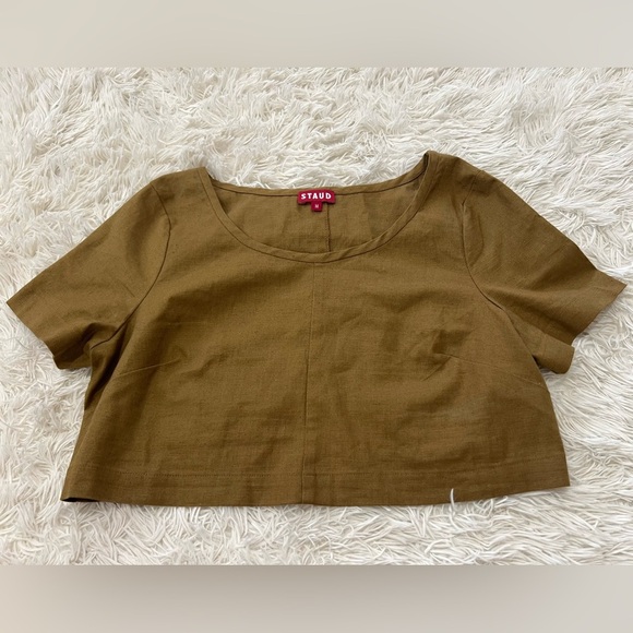 Staud Linen/Cotton Cropped Top - Size M - brown - Picture 2 of 8